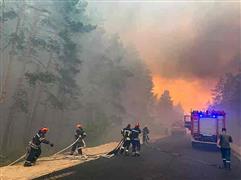 حرائق الغابات في قرية سموليانوف بأوكرانيا