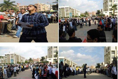 مظاهرة لطلاب الإخوان بجامعة طنطا تأييدا لإعلان مرسي والمطالبة بتطهير القضاء