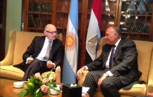 شكرى يبحث مع وزير خارجية الأرجنتين سبل تطوير العلاقات الثنائية بين البلدين