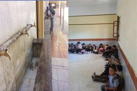 بالصور الأطفال يجلسون على الأرض داخل فصول مدرسة بالدقهلية والمتهم هيئة الأبنية