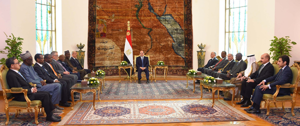 الرئيس السيسي خلال أستقباله رؤساء وفود الدول المشاركة فى فعاليات "أسبوع القاهرة الأول للمياه"