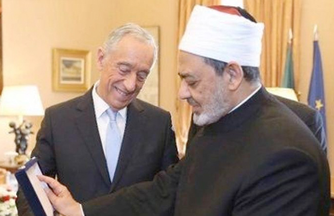 انطلاق المباحثات بين الإمام الأكبر والرئيس البرتغالي