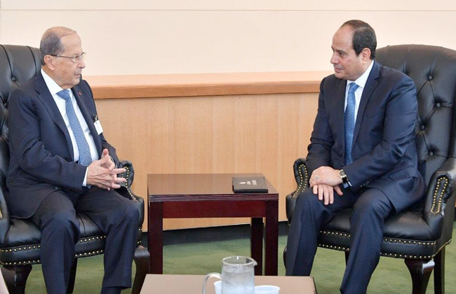 الرئيس السيسي يلتقي نظيره اللبناني بمقر الأمم المتحدة فى نيويورك | صور