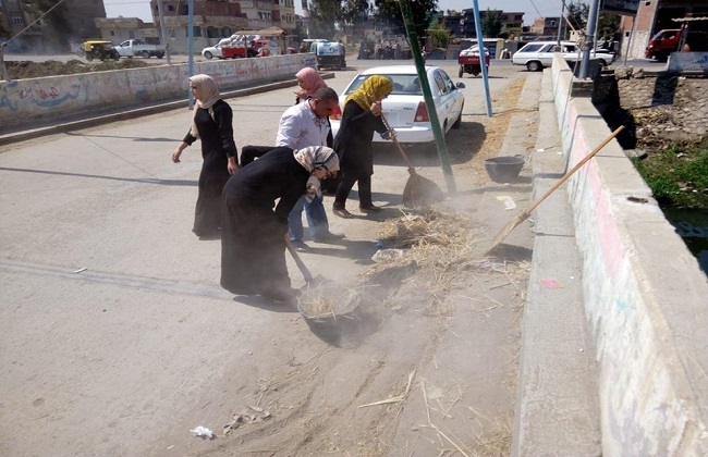 رئيس مدينة الحامول تقود حملة نظافة بقرية كوم الحجر بمشاركة الشباب | صور 