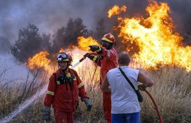 فرق الإطفاء تسيطر جزئيا على حرائق غابات بجزيرة وابية اليونانية