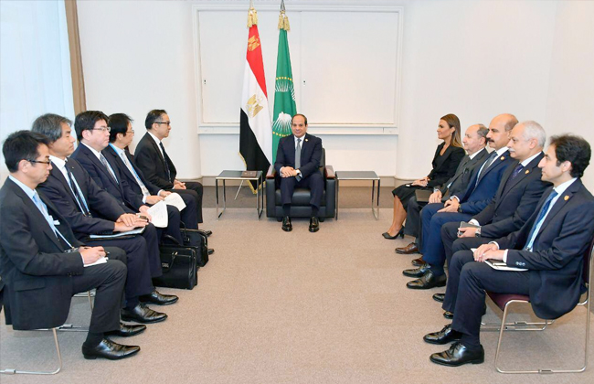 بسام راضي الرئيس السيسي أكد على أهمية الشراكة المصرية اليابانية خلال لقائه رئيس شركة ماروبيني كوربوريشن