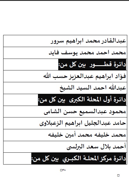  أسماء المرشحين في جولة الإعادة بالمقاعد الفردية في انتخابات «النواب» بالغربية