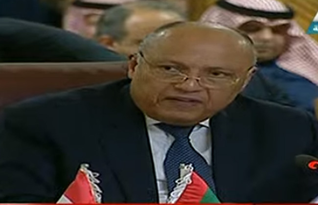 نص كلمة وزير الخارجية سامح شكري في اجتماع الجامعة العربية الطارئ بشأن فلسطين