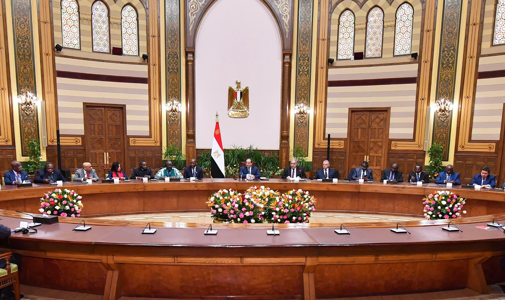 جانب من لقاء الرئيس السيسي مع رؤساء المحاكم الأفارقة