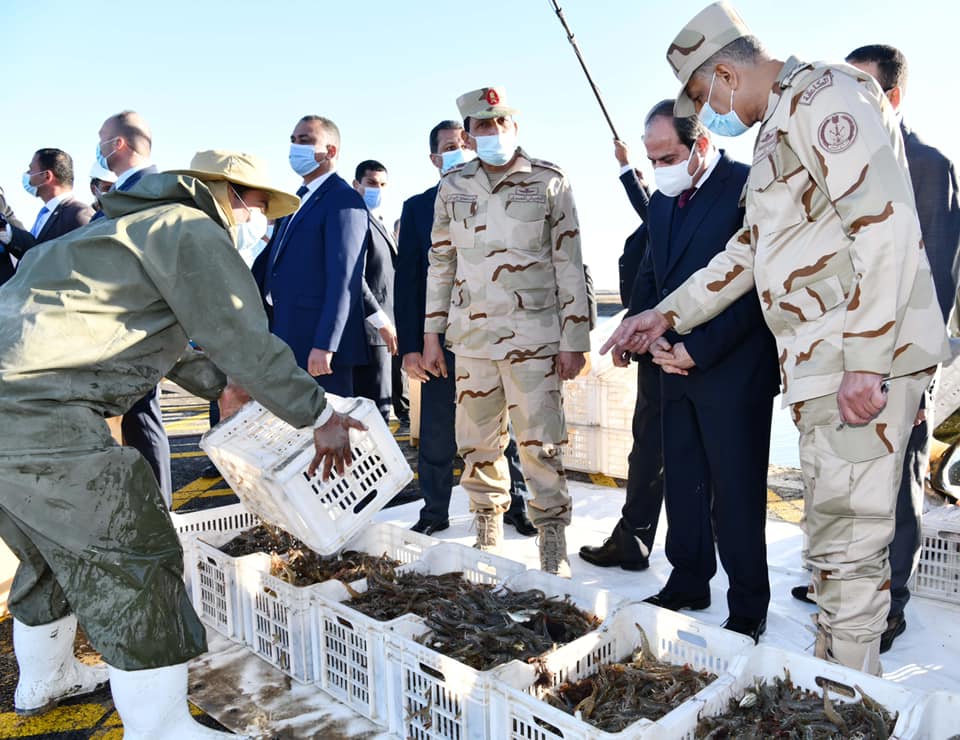 افتتاح الرئيس السيسي لمشروع الفيروز للاستزراع السمكي ببورسعيد