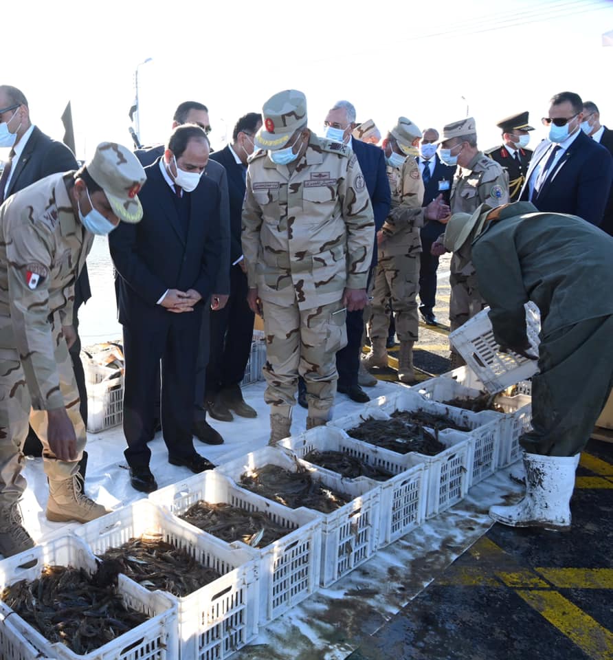 افتتاح الرئيس السيسي لمشروع الفيروز للاستزراع السمكي ببورسعيد