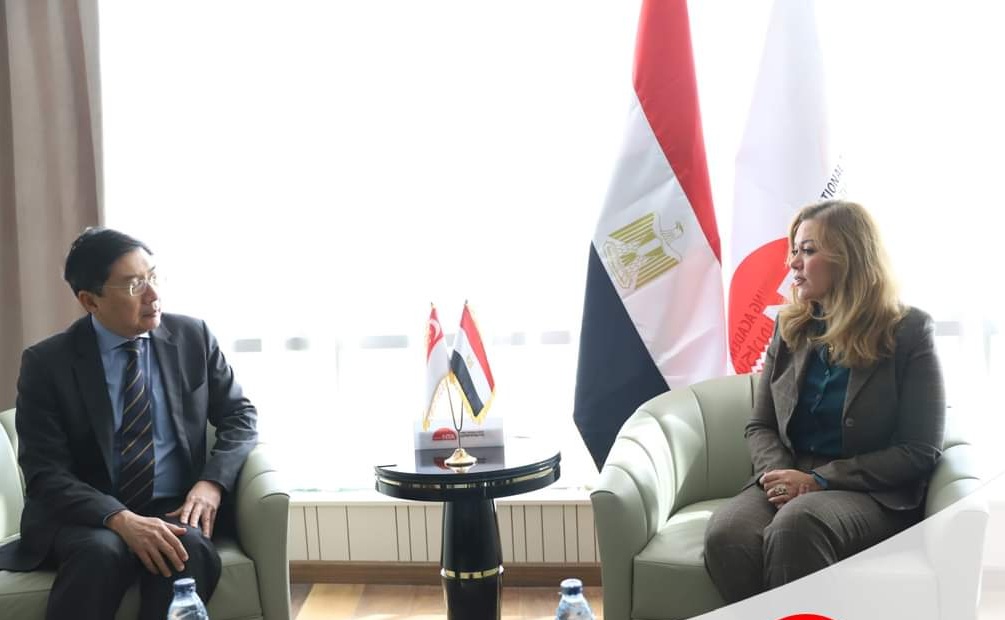 رشا راغب والسفير السنغافوري بالقاهرة يبحثان التعاون بين الأكاديمية الوطنية وكلية الخدمة المدنية 