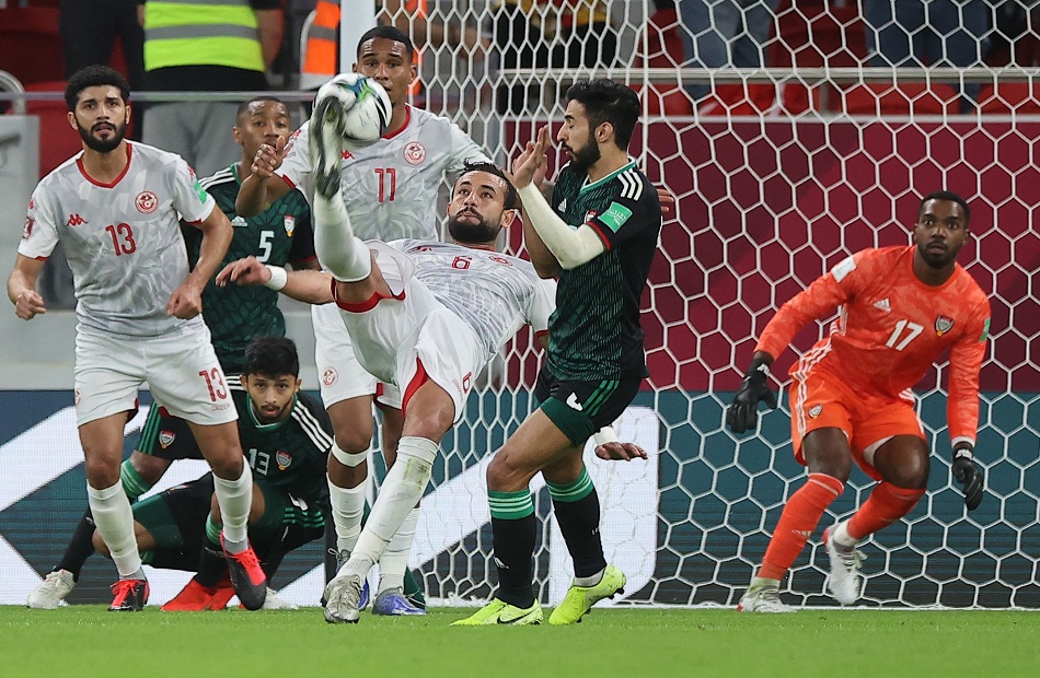 تونس تتقدم على الإمارات بهدف ;الجزيري; بالشوط الأول في كأس العرب