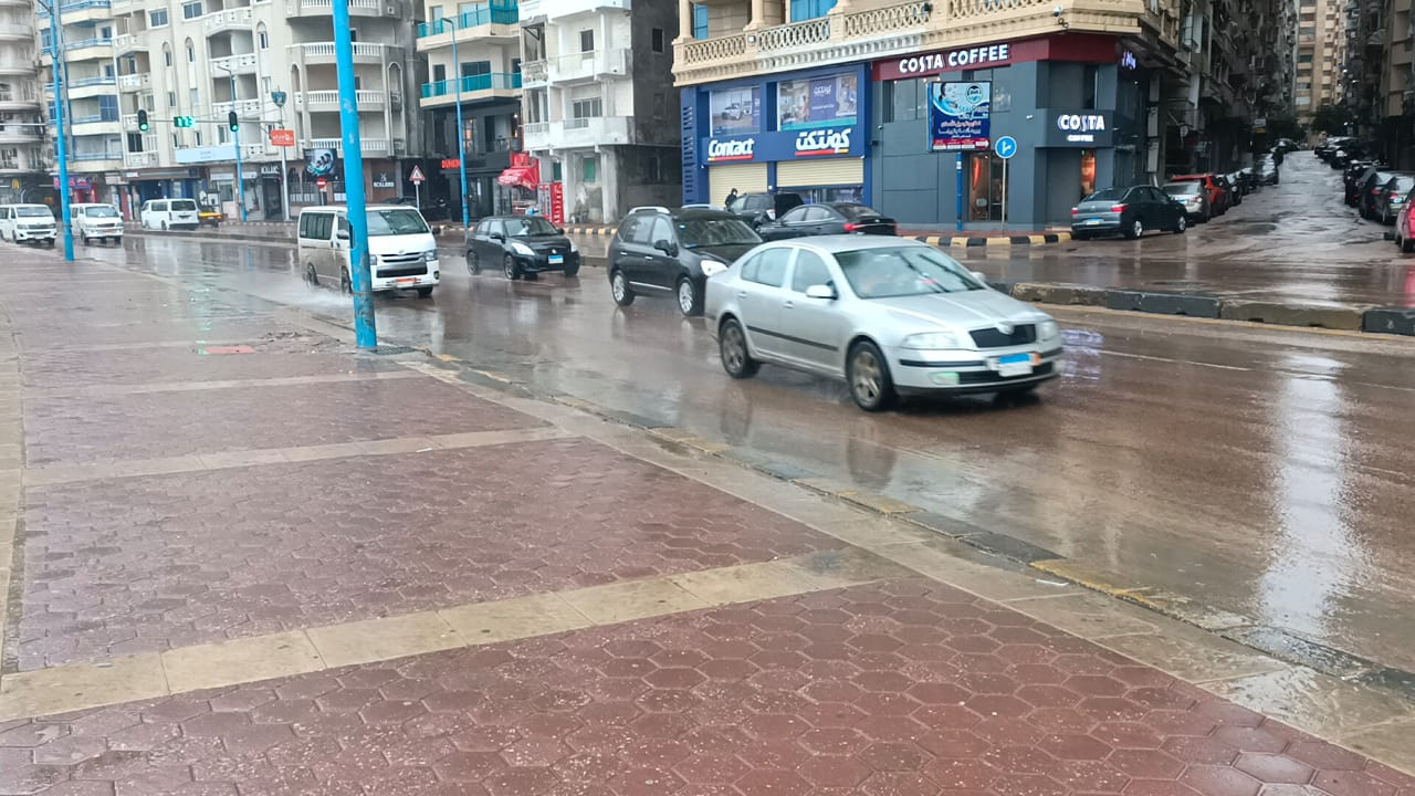 صقيع وأمطار متوسطة على أنحاء متفرقة من الإسكندرية | صور وفيديو