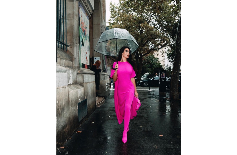 الفنانة ياسمين صبري في أحدث ظهور لها بأسبوع الموضة