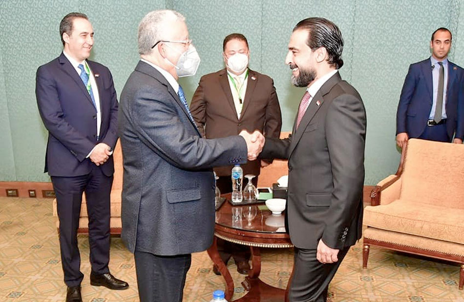 جانب من لقاء المستشار الدكتور حنفي جبالي رئيس مجلس النواب مع محمد الحلبوسي رئيس مجلس النواب العراقي