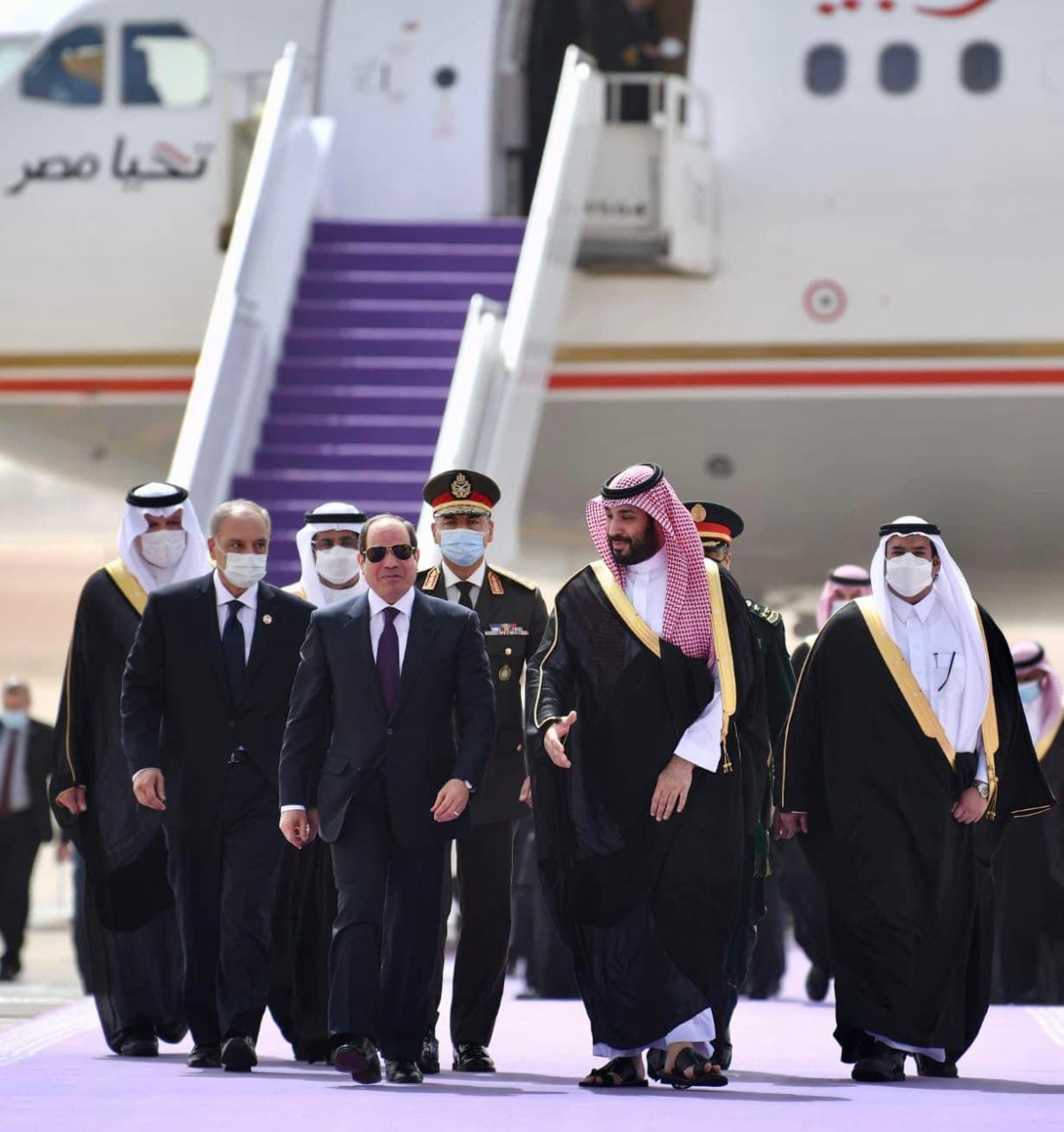 سمو الأمير محمد بن سلمان بن عبد العزيز ولي عهد المملكة العربية السعودية يستقبل السيد الرئيس عبد الفت