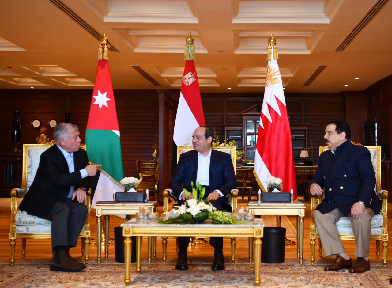 القمة الثلاثية بين الرئيس السيسي وملك البحرين والعاهل الأردني