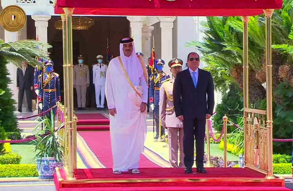 مراسم استقبال رسمية لأمير قطر بقصر الاتحادية