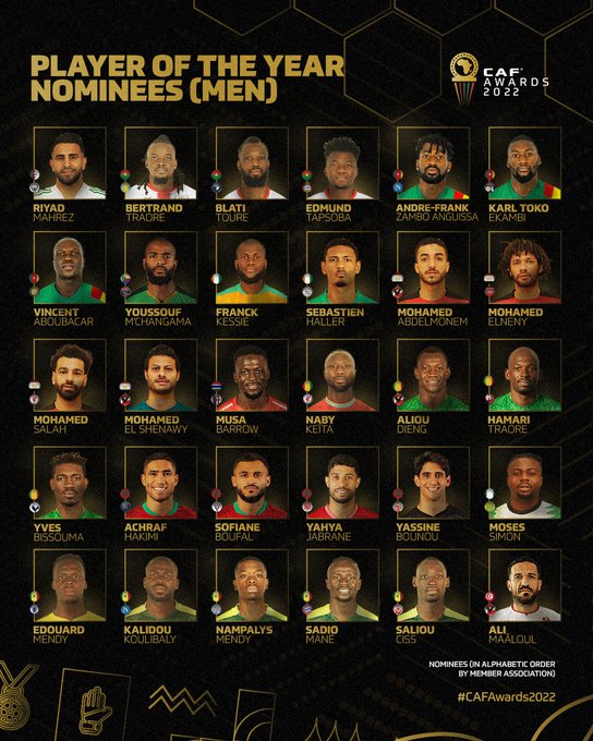 قائمة المرشحين لجائزة أفضل لاعب في إفريقيا 