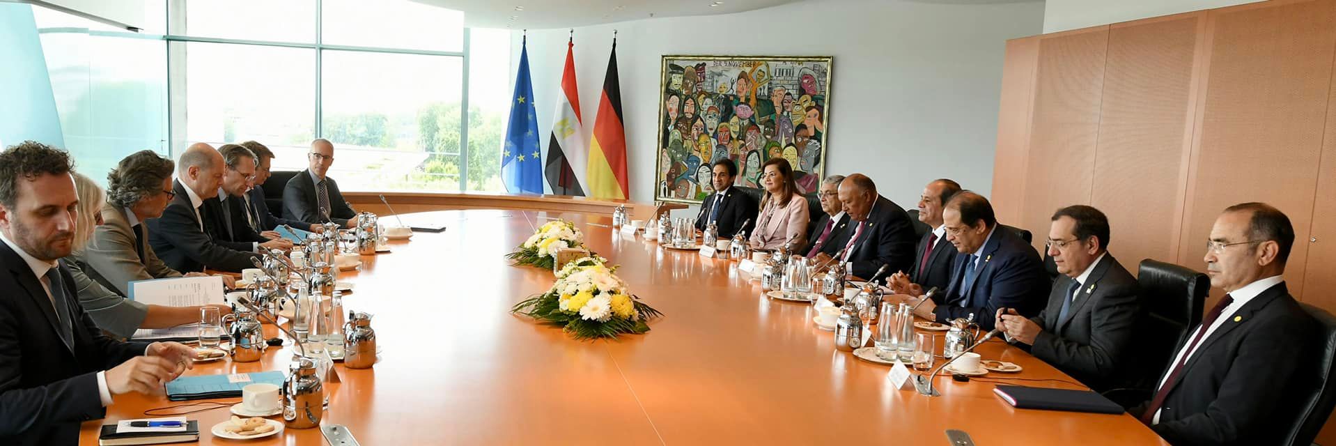 لقاء الرئيس السيسي مع المستشار الألماني بمقر المستشارية