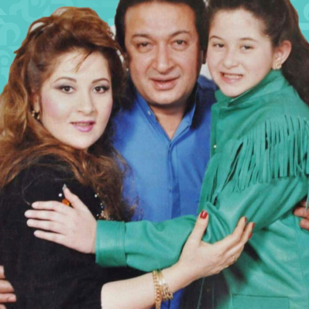 الفنان الكبير نور الشريف مع زوجته النجمة بوسي وابنته