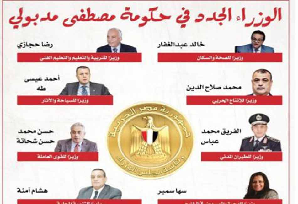 التعديل الوزاري  وزيرا جديدا في حكومة مصطفى مدبولي | إنفوجراف