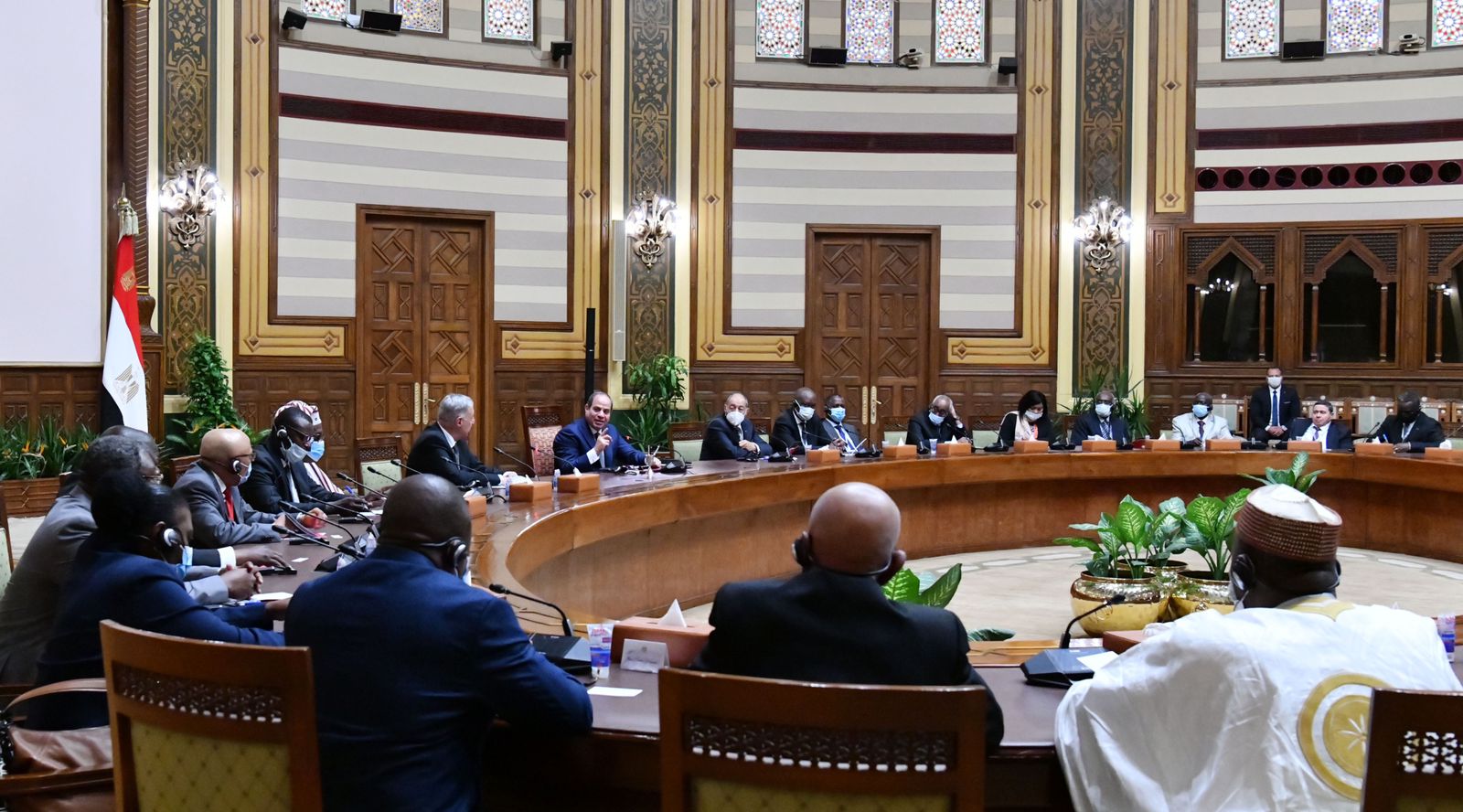  استقبال الرئيس السيسي رؤساء المحاكم الدستورية والعليا الأفارقة