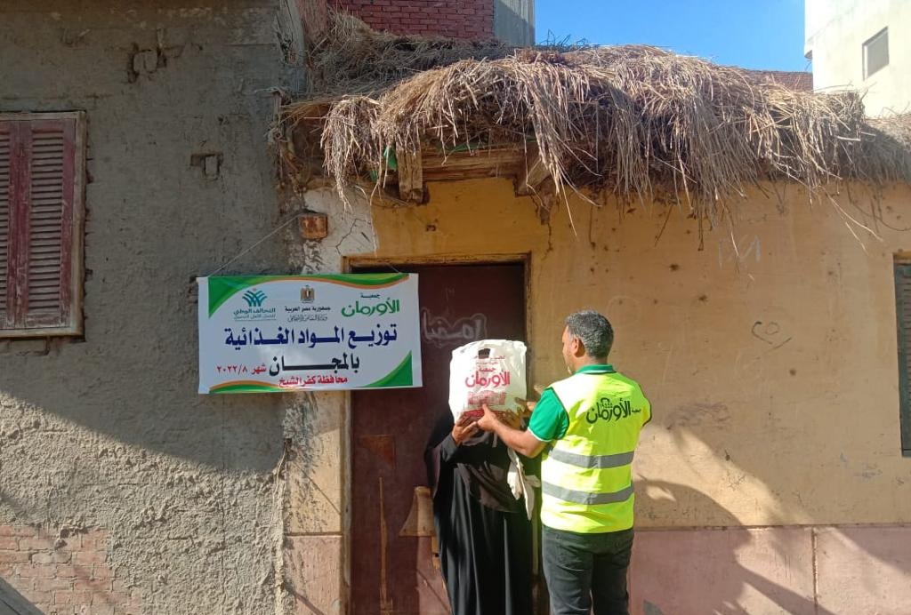 توزيع مواد غذائية ومساعدات على الأسر الأولى بالرعاية بقرى كفر الشيخ | صور 