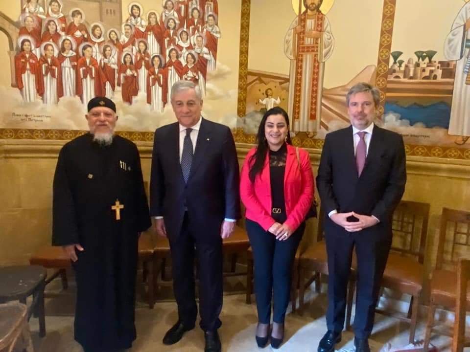 جانب من زيارة وزير الخارجية الإيطالي للكاتدرائية المرقسية بالعباسية