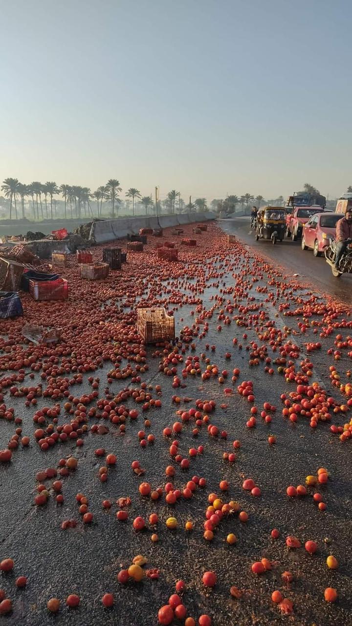 مصرع قائد سيارة نقل محملة بالطماطم