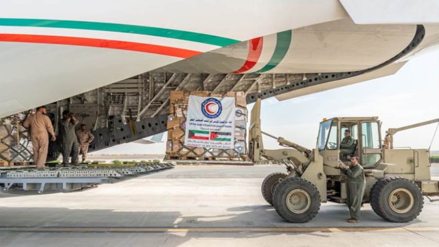 إقلاع الطائرة الـ45 من الجسر الكويتي لإغاثة غزة