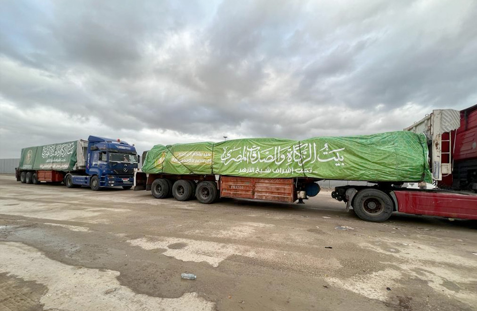  قوافل إغاثية تضم  شاحنة كبرى وصلت من بيت الزكاة إلى قطاع غزة | صور
