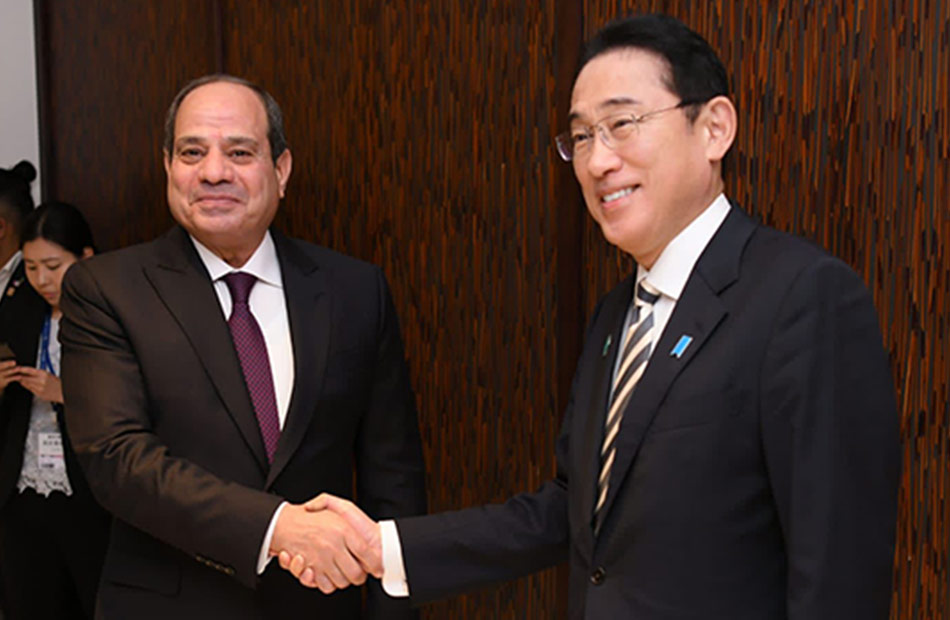 الرئيس ورئيس وزراء اليابان يُشددان على رفض مصر واليابان للتهجير القسري للفلسطينيين بأي شكل أو صورة