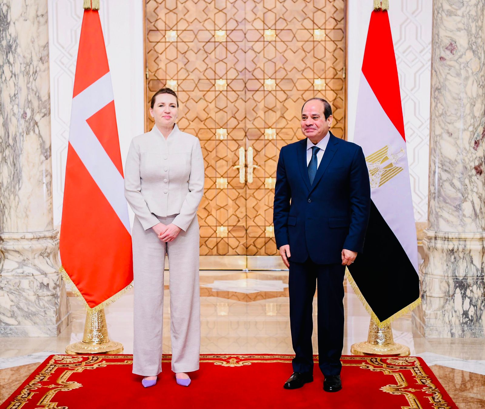 الرئيس السيسى خلال استقباله رئيسة وزراء الدانمارك