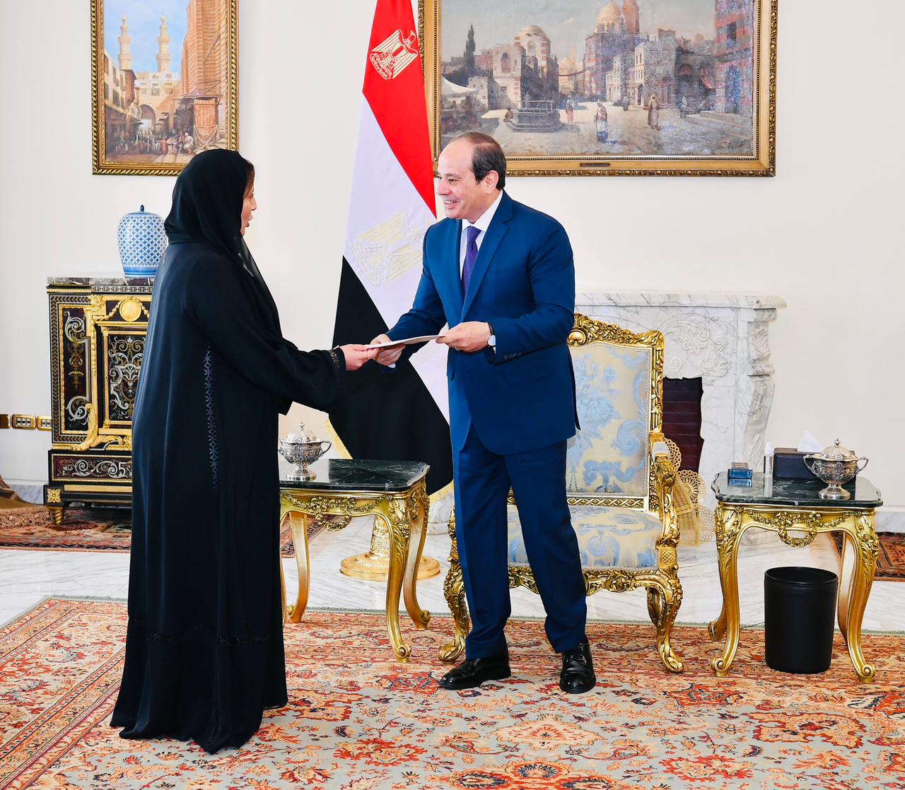 الرئيس السيسي يستقبل مريم الكعبي، سفيرة دولة الإمارات العربية المتحدة بالقاهرة