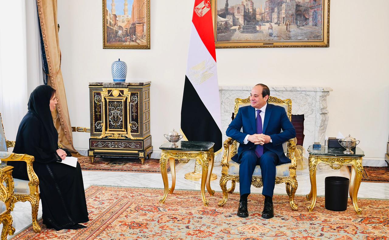 الرئيس السيسي يستقبل مريم الكعبي، سفيرة دولة الإمارات العربية المتحدة بالقاهرة