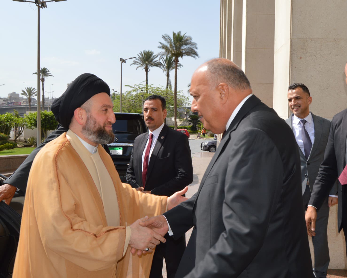 استقبال سامح شكري وزير الخارجية لعمار الحكيم رئيس تيار الحكمة الوطني العراقي