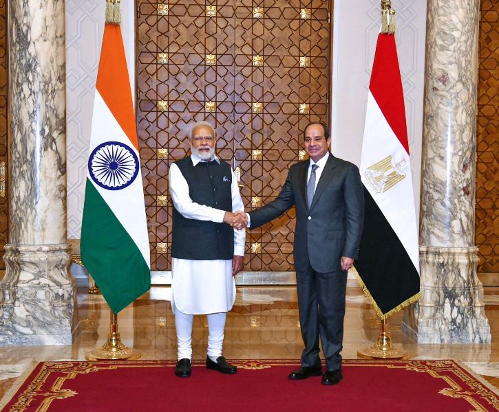 استقبال الرئيس السيسي رئيس وزراء الهند بقصر الاتحادية