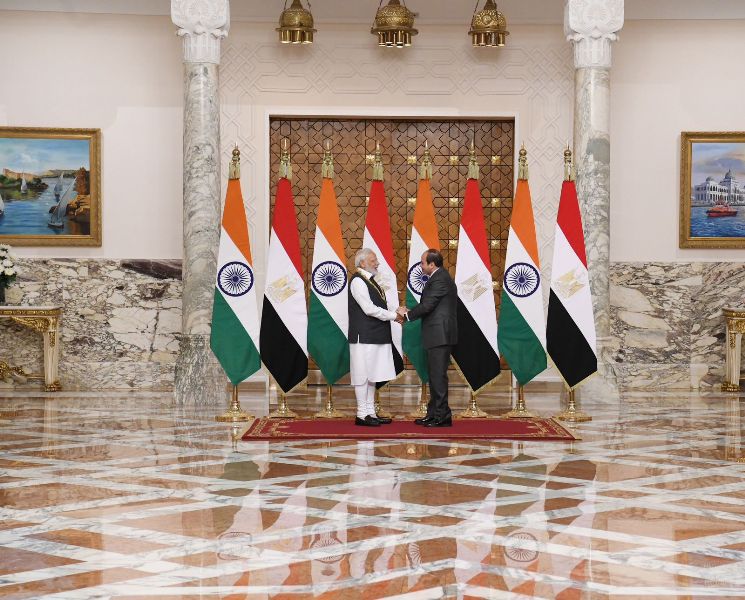استقبال الرئيس السيسي رئيس وزراء الهند بقصر الاتحادية