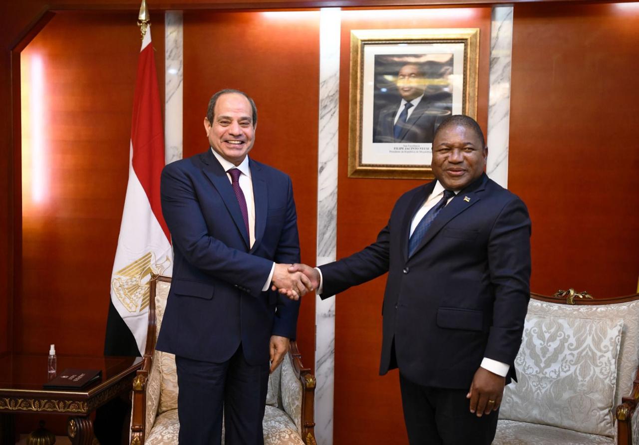 الرئيس السيسي يعرب لنظيره الموزمبيقي اعتزازه لكونه أول رئيس مصري يزور مابوتو