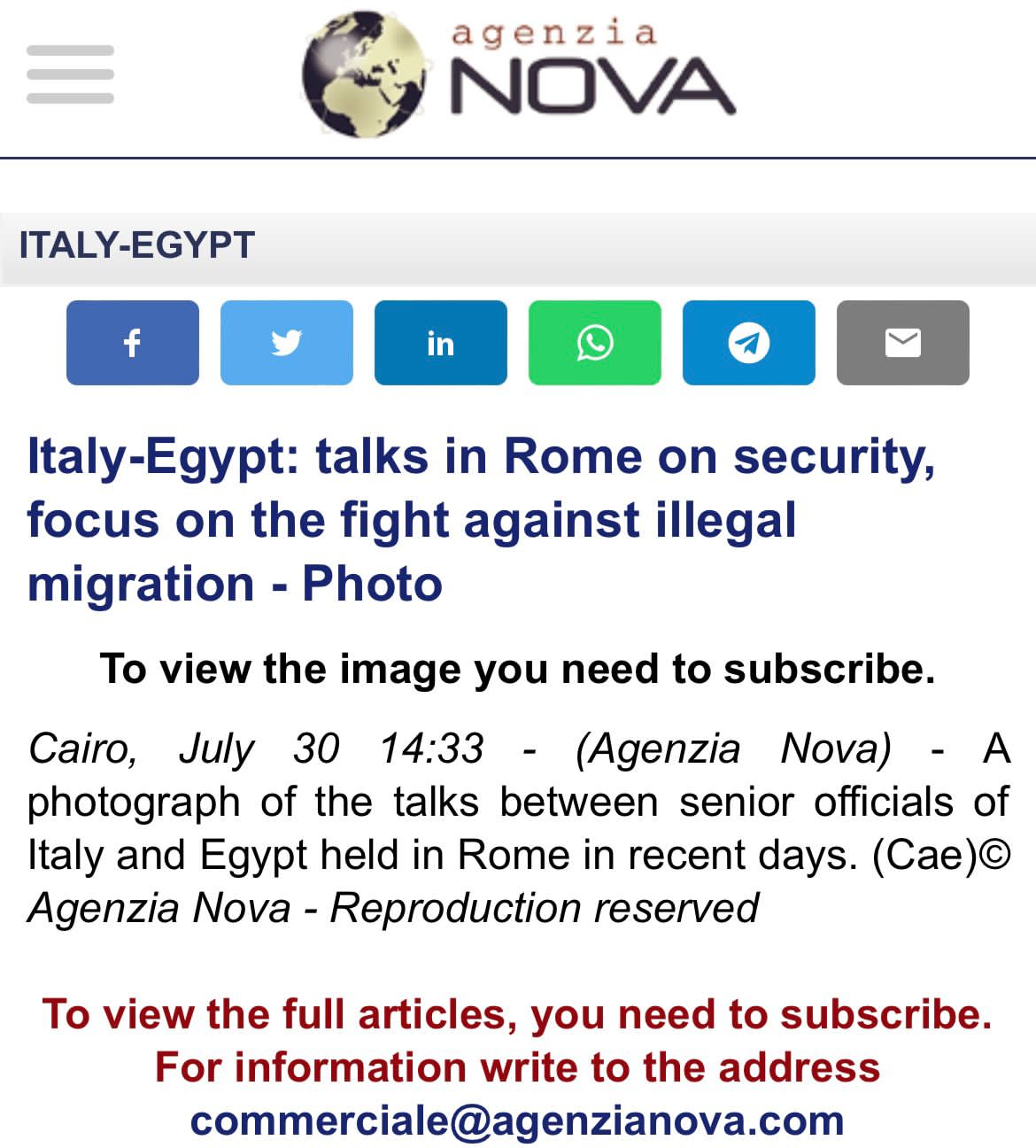 بسام راضي يرأس مباحثات بين مصر وإيطاليا حول مكافحة الهجرة غير شرعية
