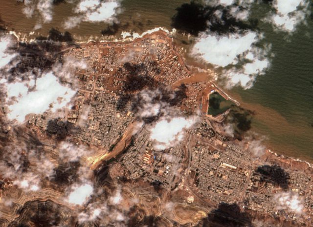 صور من الأقمار الصناعية تظهر حجم الدمار الذي خلفته الفيضانات في ليبيا  وكالة الأنباء الفرنسية 