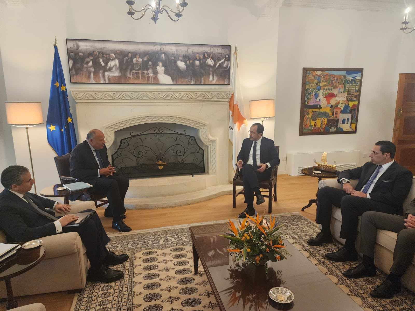  الرئيس القبرصى يعقد مباحثات وزير الخارجية فى مستهل زيارته لقبرص