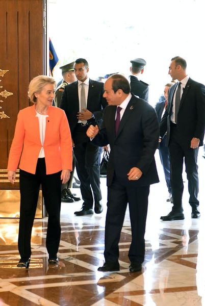 جانب من استقبال الرئيس عبد الفتاح السيسي،  أورسولا فون دير لاين ، رئيسة المفوضية الأوروبية