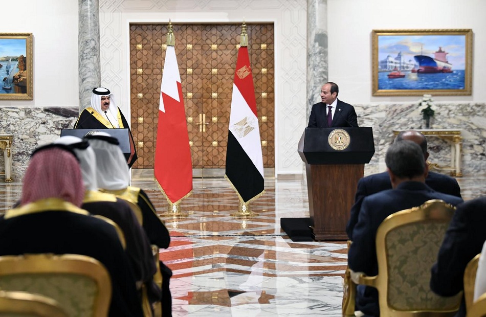  المتحدث الرئاسي ينشر صور المؤتمر الصحفي المشترك بين الرئيس السيسي والعاهل البحريني