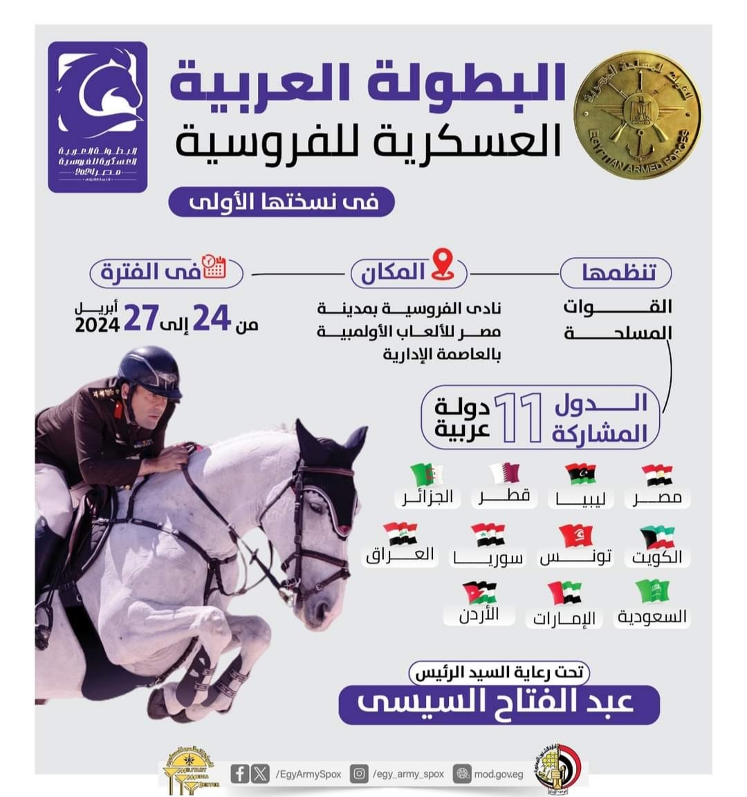 البطولة العربية العسكرية للفروسية في مصر بمشاركة 10 دول عربية