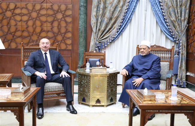 رئيس أذربيجان يدعو شيخ الأزهر لزيارة البلاد وحضور قمتي المناخ COP وقمة قادة الأديان للمناخ| صور